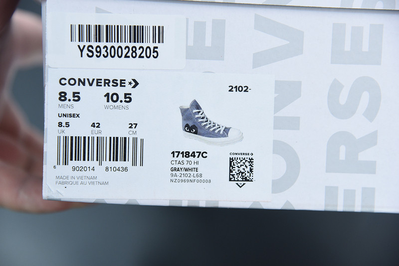 cdg play x converse grey