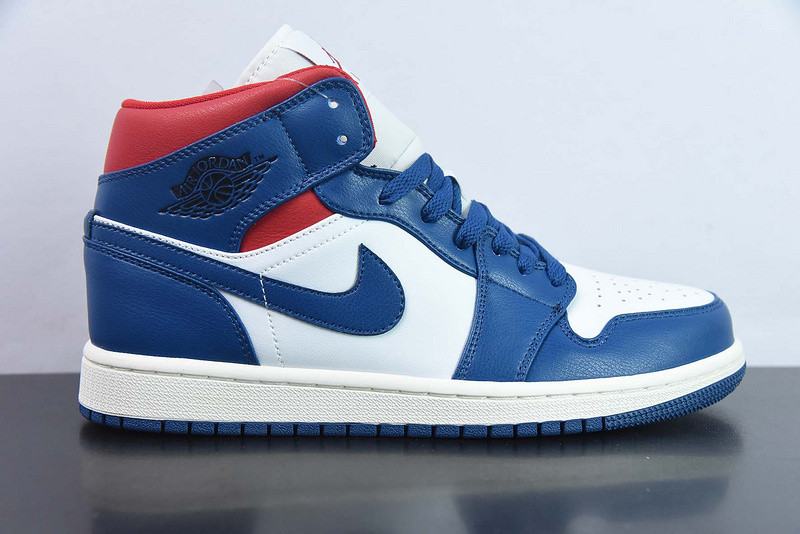 air jordan 1 mid "blue/red" bq6472-146